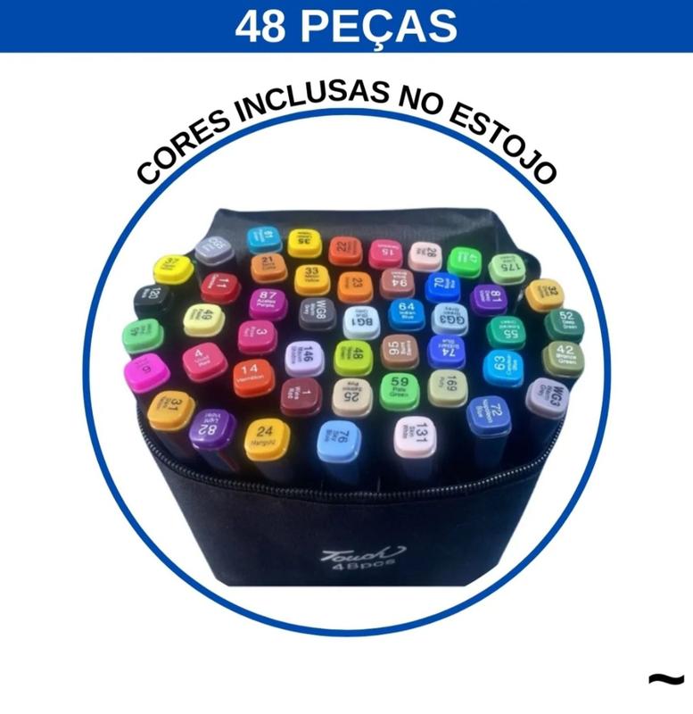 ひろ　16点セット Kit Canetinha Marcadores Touch 48 Cores - Ponta Dupla - RL MODAS